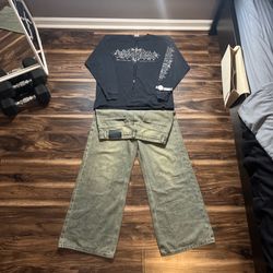 Wide leg baggy blue/gray jeans!