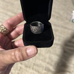 Silver .925 etched floral spoon ring