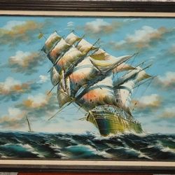 Sailing Ship Real Oil Based Painting 24x36"