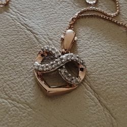 Diamond 10k Rose Gold Infinity Love Necklace 