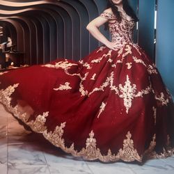 Red & Gold Quince Dress! for Sale in Perris, CA - OfferUp