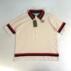 Gucci Off-White Patch Polo Men’s Size Large AUTHENTIC 