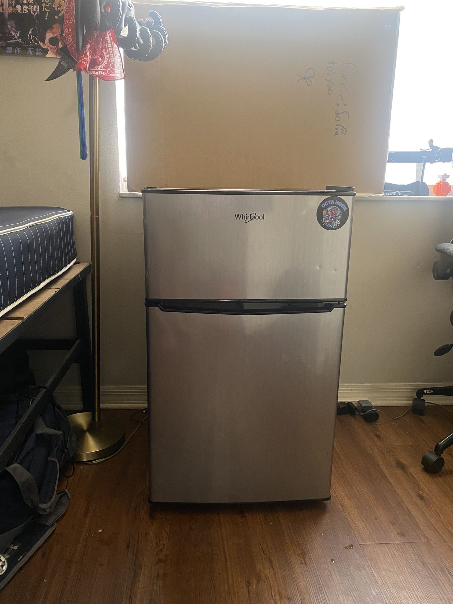 Whirlpool 3.1 cu. ft. Compact Mini Fridge in Stainless Steel with Dual Door True Freezer