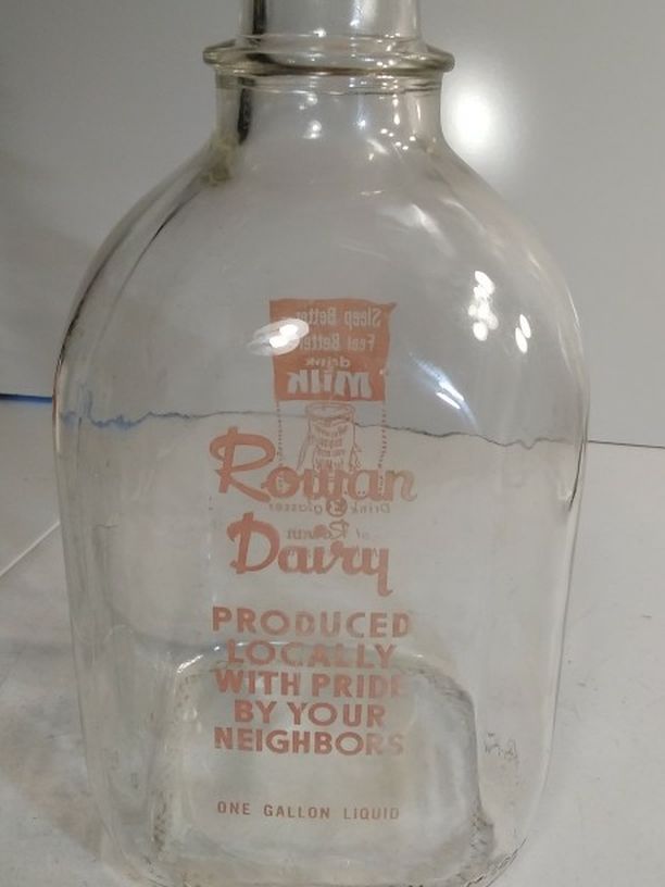 Vintage One Gallon Rowan Dairy Milk Bottle