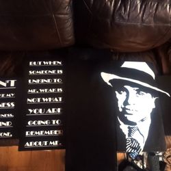 AL CAPONE  5 Panel Canvas Wooden Framed Stretched Ready to Hang(60''Wx32''H)
