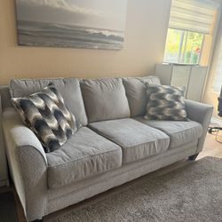 Like New Super Comfy Light Gray 3-Seat Sofa – Easy to Clean (Must Sell – Moving) 