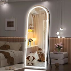 New, 71 x 32 Inch Full-Length Dimmable LED Arch Mirror with Stand