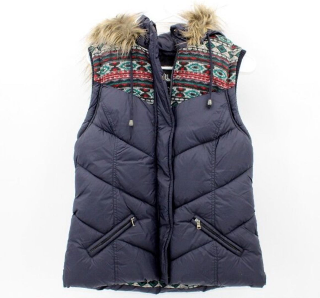 Forever 21 Puffer Vest With Flax Fur