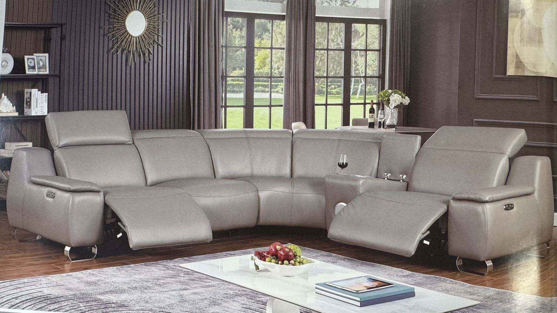 COSTCO All Power Electric Genuine Top Grain Leather Sectional Couch