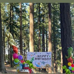Dinosaur Birthday Party Banner Backdrop