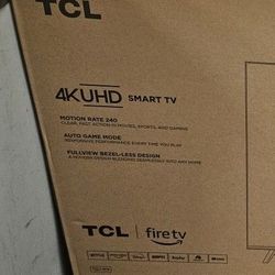 43". 4k Ultra Hi Def TV TCL In Box 