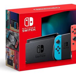 Nintendo Switch With neon Blue And Res Joy-Com
