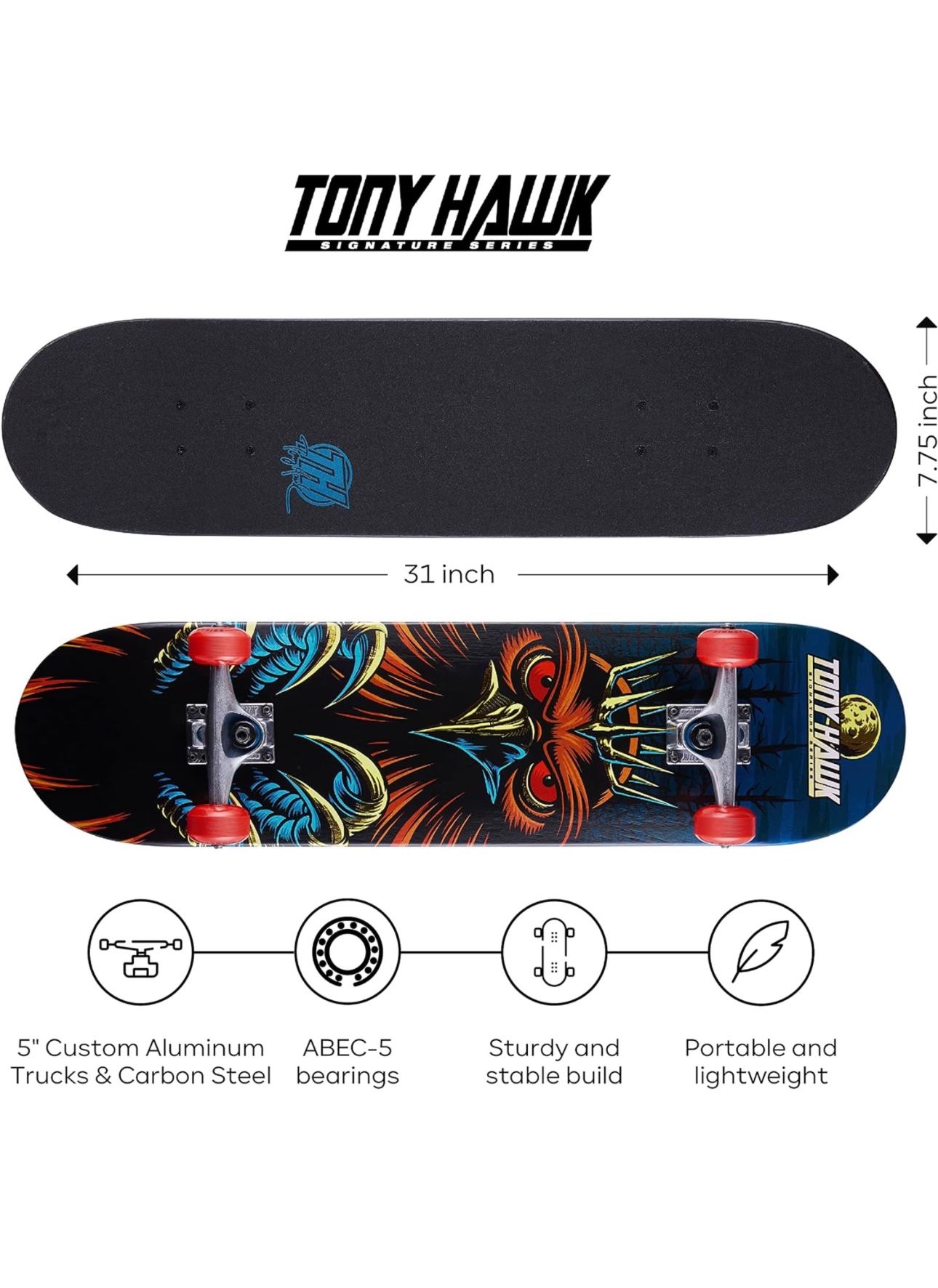 Tony Hawk 31” Skateboard (Crown Hawk)