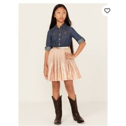 Sugar California Girls' Metallic Denim Quarter Sleeve Dress