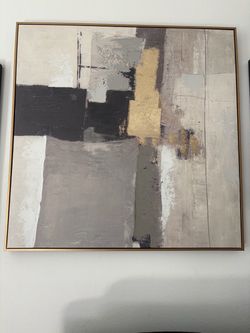 Large Abstract Canvas Wall Art with Gold Accents