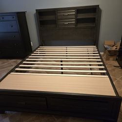 Darkwppd Queen Bedroom Set W/ Storage Headboard +dresser