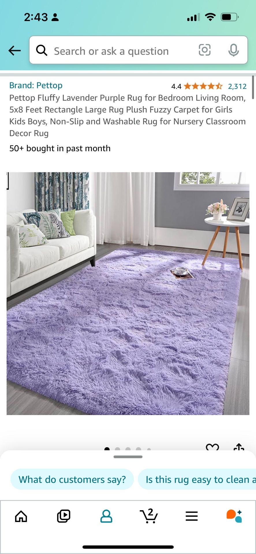 Purple Fuzzy Rug 5x8