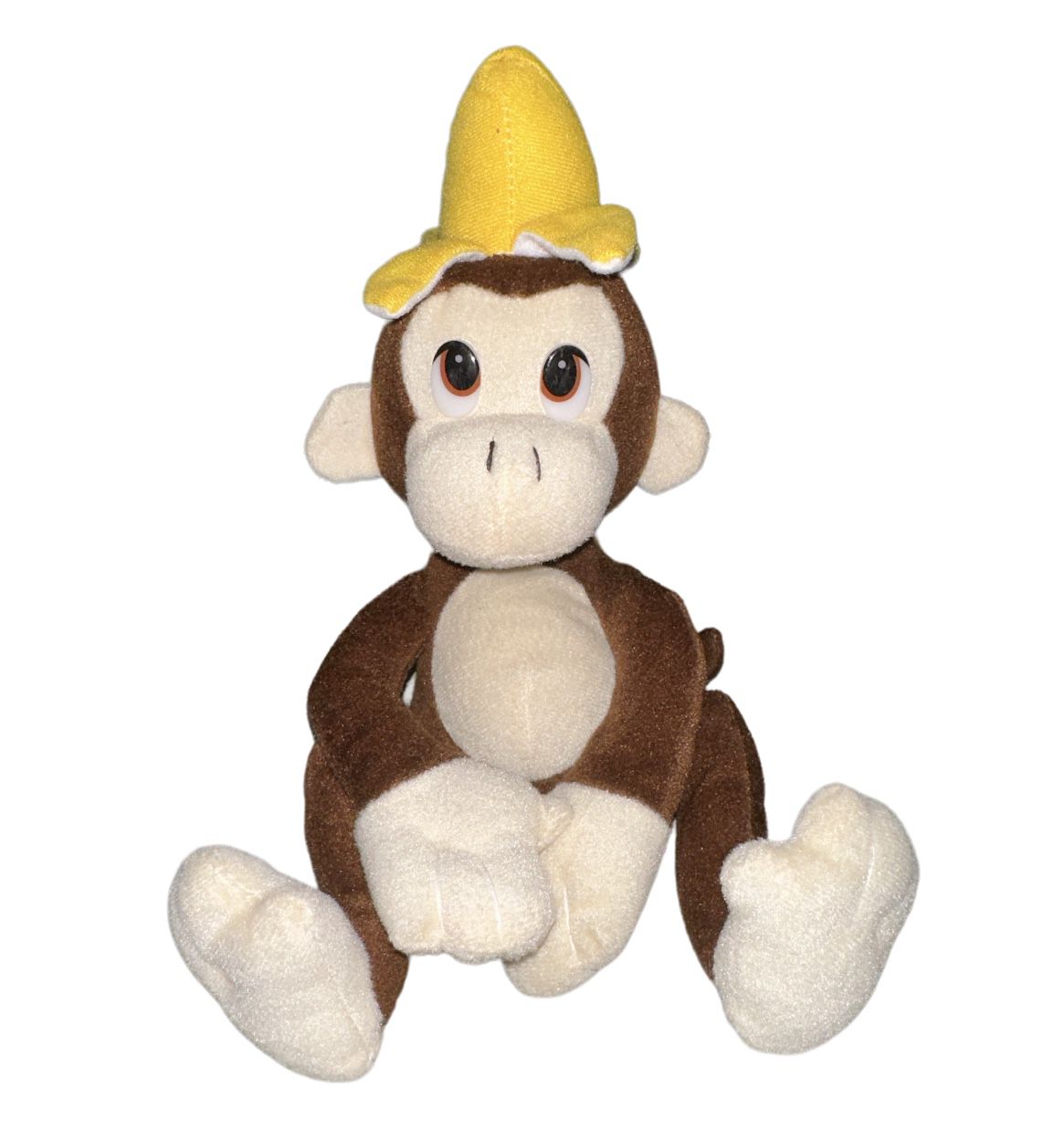 Asia Direct 2009 Stuffed Animal Brown Monkey With Banana Plush 12 Inches EUC
