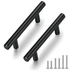 30 Pack 5" Matte Black Cabinet Pulls, Hollow (3" Center Hole) Stainless Steel Drawer Handles