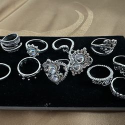 17 Piece Silver Plated Ring Set