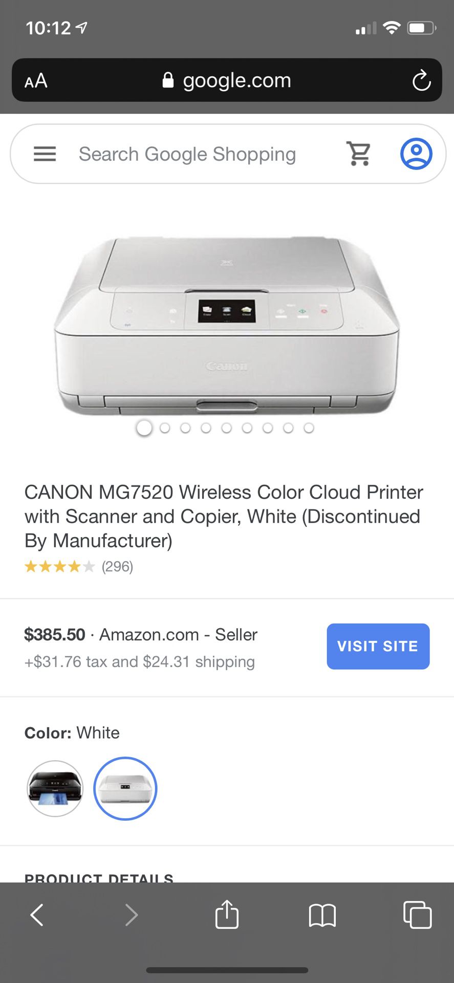 Canon MG7520 printer white never used $150.00