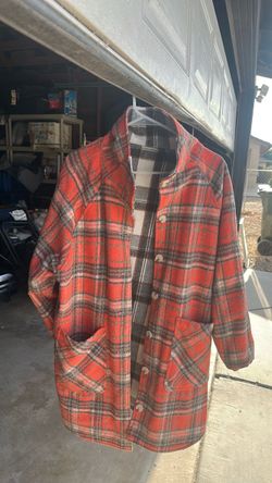 Red Plaid Wool Blend Coat