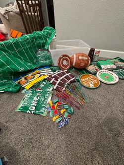 250pc Football Partyware (comes all together) plates, cutlery, decor & more
