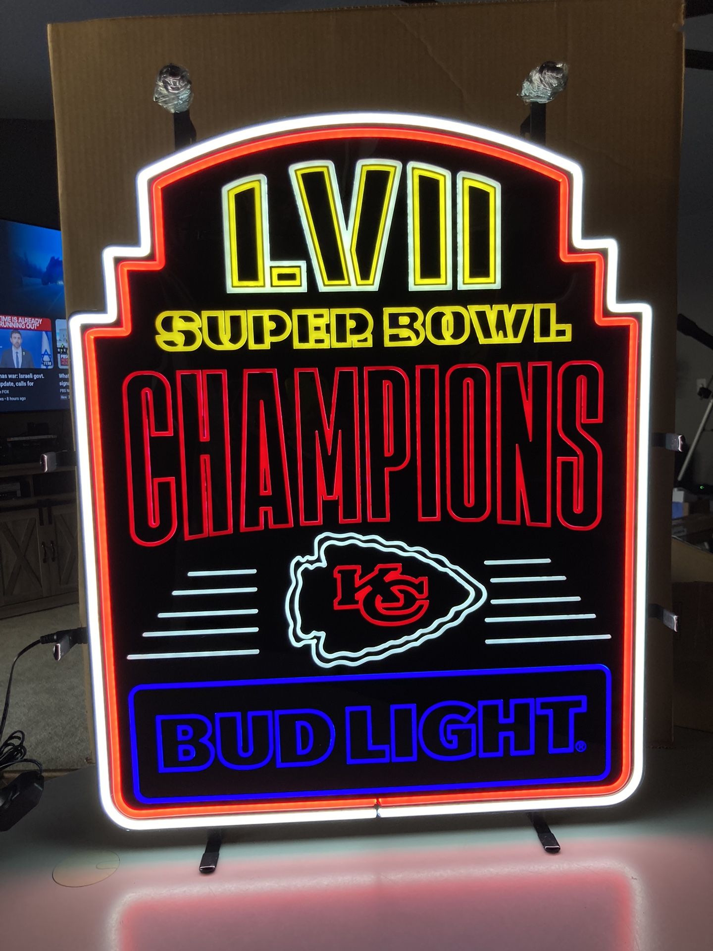 New Bud Light Kansas City Chiefs Super Bowl LVII Championship Led Beer Sign Bar Light