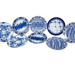 Set of 8 Blue & White Floral Asian Dinner Plates Centrum CXM4 10 1/4" Mixed Pattern