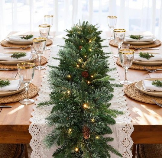 🎄 9-Foot Pre-Lit Christmas Garland w/ Pinecones – Full & Lush!