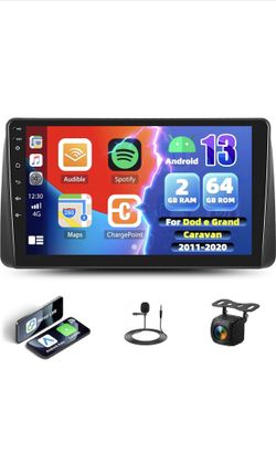 2G 64G Android 13 Car Stereo Carplay Radio for Dodge Grand Caravan 2011-2020 / for Chrysler Town & Country 2012-2016 with Android Auto, 9” Touchscreen