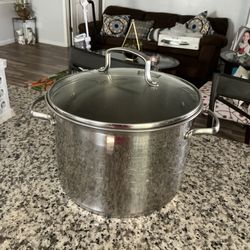 Tramontina Professional Stainless Steel 8 Qt Stock Pot With Glass Lid