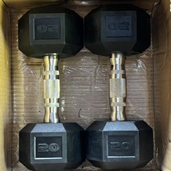 brand New 20 Pound Rubber, Hex Dumbbell Weights