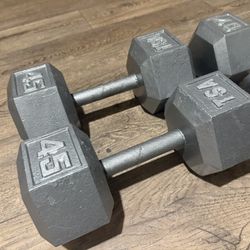 Pair Of Cast Iron Hex Dumbbells Reconditioned Like NEW  40s  & 45s  (170 lbs)