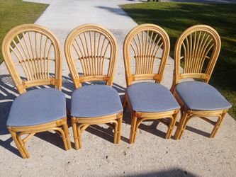 4 BOHO Natural Rattan Dining Chairs