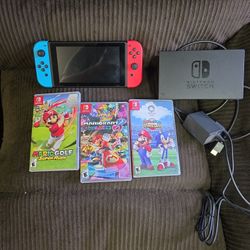 Nintendo Switch With 3 Games
