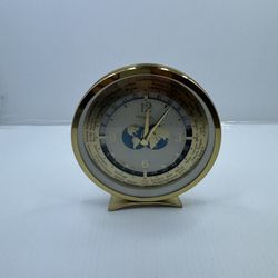 Rythm GMT Mechanical World Clock Mantle Desk Table Gold Tone