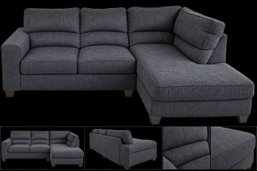 Dark Gray Sectional Sofa with Right-Sided Chaise – Comfortable & Spacious