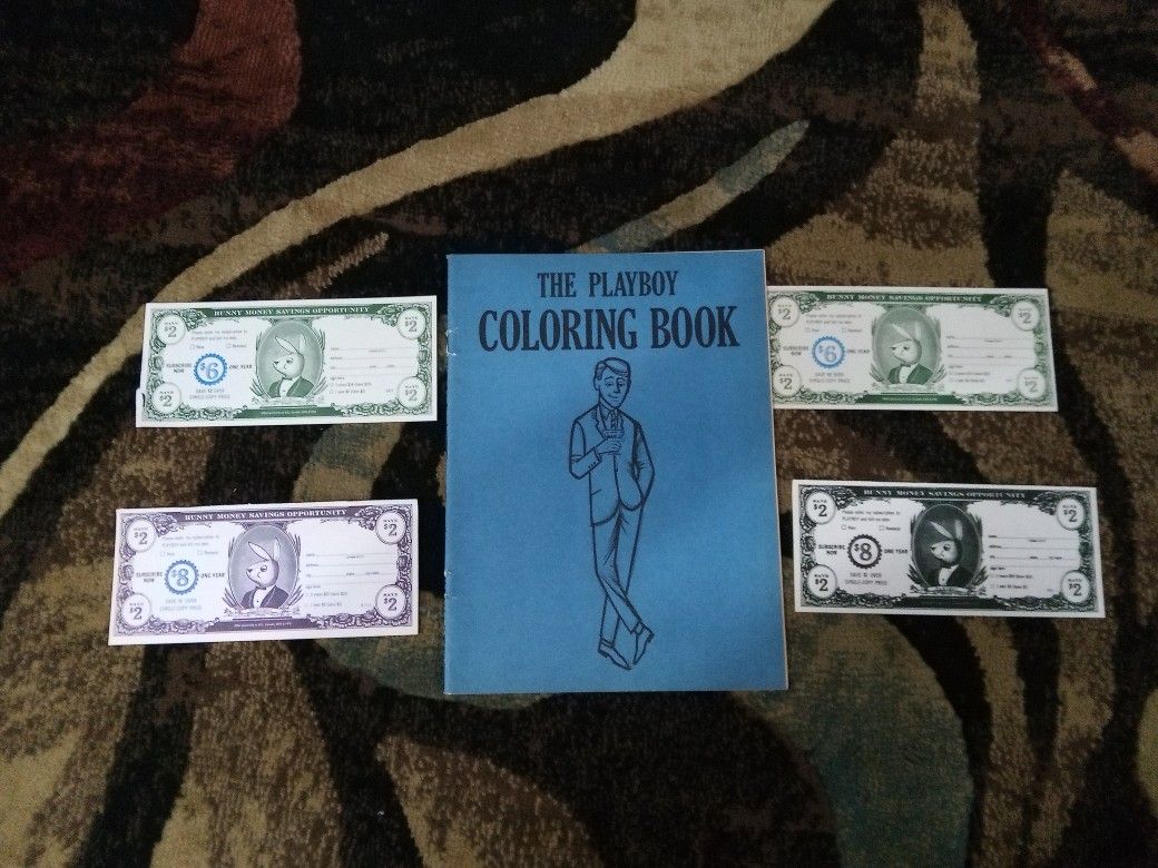Rare Vintage Playboy Coloring Book And Bunny Money