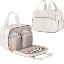Wearable Breast Pump Bag with Cooler, Portable Pump Carrying Case, Beige