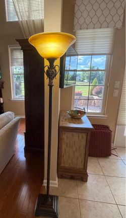 Torch floor lamp gold glass