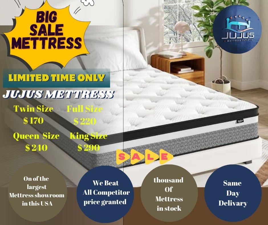 🔥🔥TWIN,FULL,QUEEN AND KING MATTRESS STARTING AT $150‼️A SET BEST PRICE IN TOWN BEST PRICE ON  BRAND NEW PLUSH TOP MATTRESS ORTHOPEDIC 🔥🔥