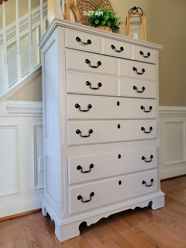 Utterly Beige Tall Dresser Chest Of Drawers