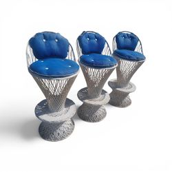 Vintage mcm spun fiberglass barstools set of 3