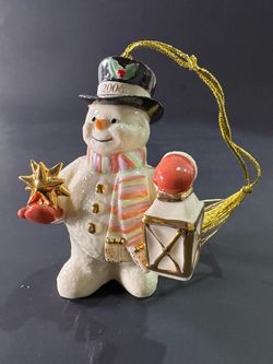 Lenox 2006 Annual Snowman Porcelain Christmas Ornament Lantern Star 3.75"