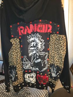 Diy Rancid jacket Studs Leopard Patches Punk