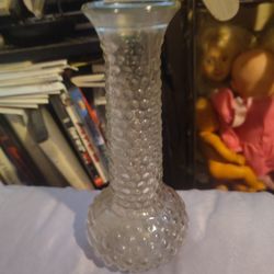 VINTAGE Small E.O. Brody M2900 Clear Hobnail Bubble Glass Gooseneck Flower Vase  