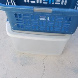 Plastic Tote And Basket $10 BOTH