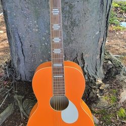 Recording King Dirty 30s Series 7 Single 0 Acoustic Guitar - Monarch Orange