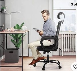 High Back Mesh Ergonomic Office Chair w/ Headrest & Lumar Support/Black